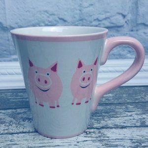 Sonoma Life Style Pig Coffee Mug Pink Red White